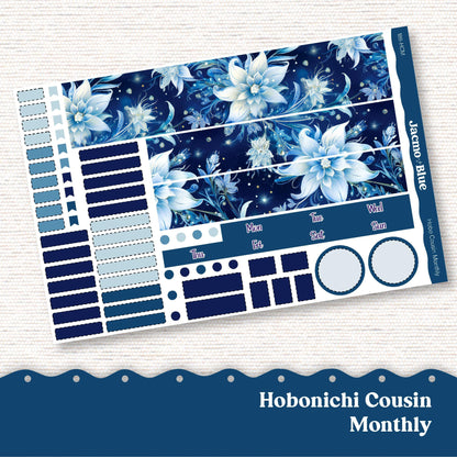 Hobonichi Cousin Monthly Planner Stickers Kit 189 Icy Flowers Monthly Hobo Kit