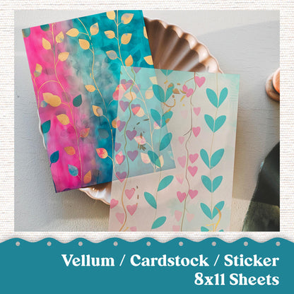 Vellum or Cardstock Dashboard Tip-in for Planners or Junk Journaling - Kit 133V- Teal Pink Gold Distressed Grunge