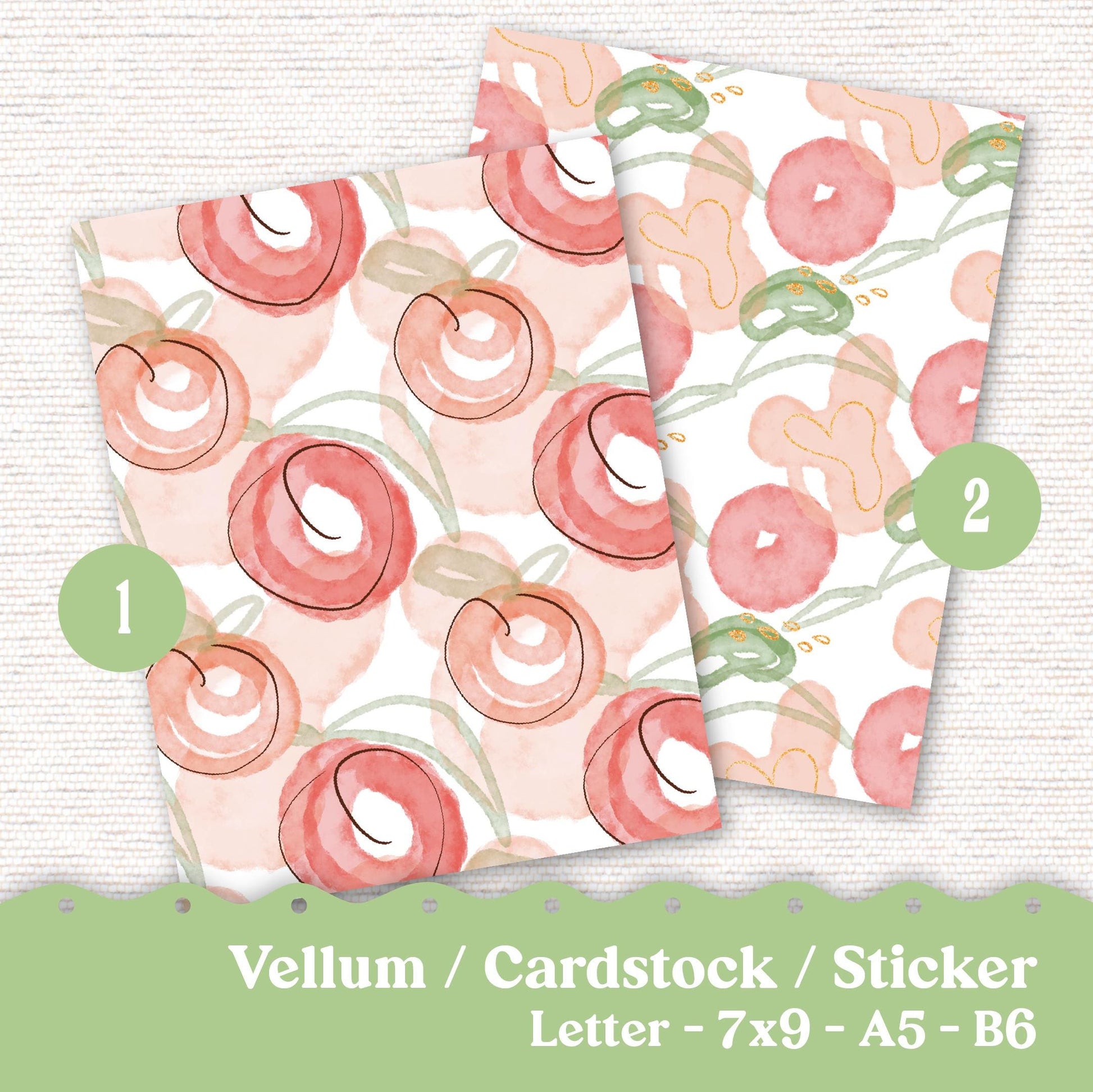 Vellum or Cardstock Dashboard Tip-in for Planners or Junk Journaling - Kit 130V - Peachy