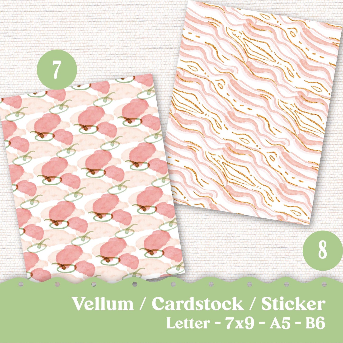 Vellum or Cardstock Dashboard Tip-in for Planners or Junk Journaling - Kit 130V - Peachy