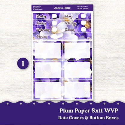 Weekly Vertical Priorities Plum Paper Kit 245 - Purple Watercolor