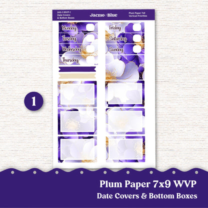 Weekly Vertical Priorities Plum Paper Kit 245 - Purple Watercolor