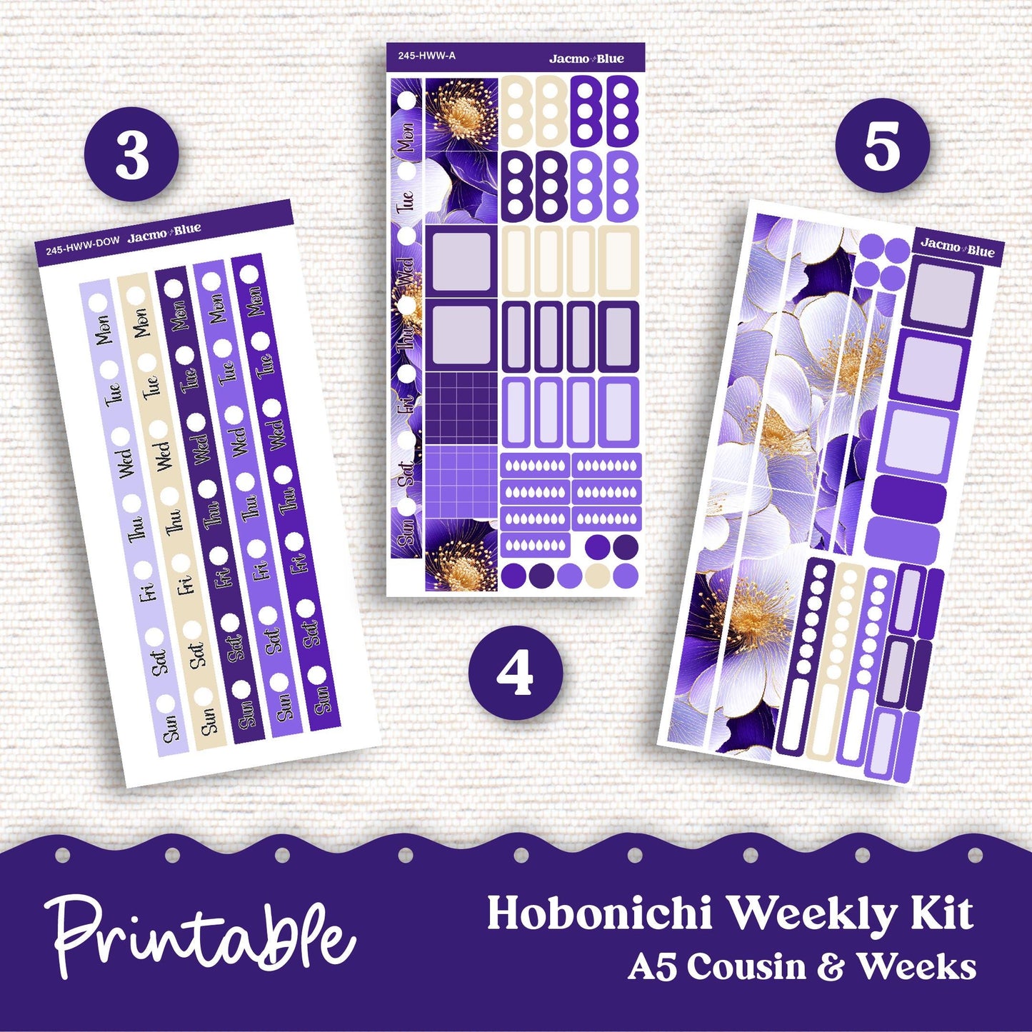 PRINTABLE Hobonichi Weekly Sticker Kit Cousin & Weeks Planner Stickers - Silhouette Cricut Transparent PNG Files 245 Outrageous