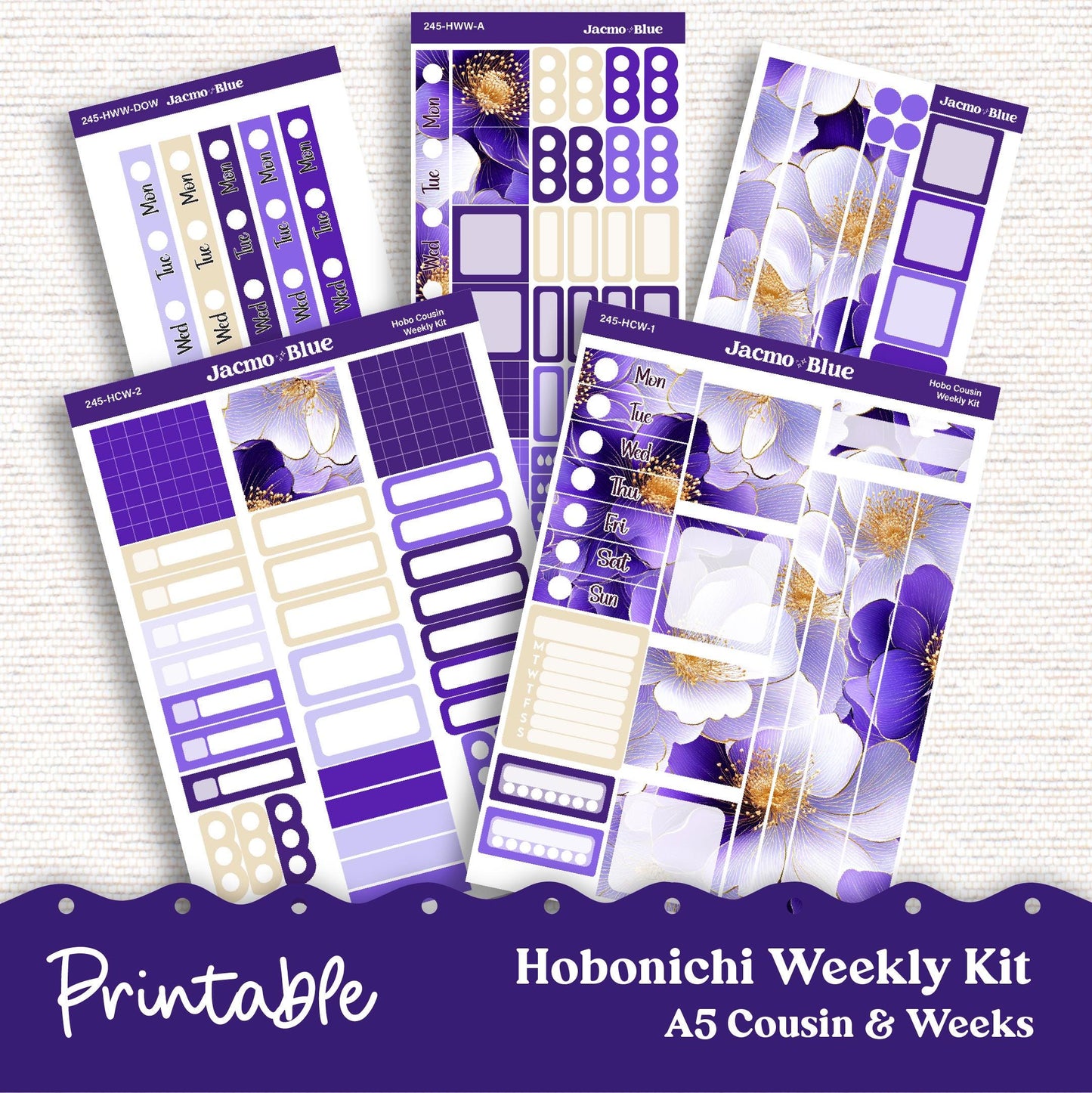 PRINTABLE Hobonichi Weekly Sticker Kit Cousin & Weeks Planner Stickers - Silhouette Cricut Transparent PNG Files 245 Outrageous