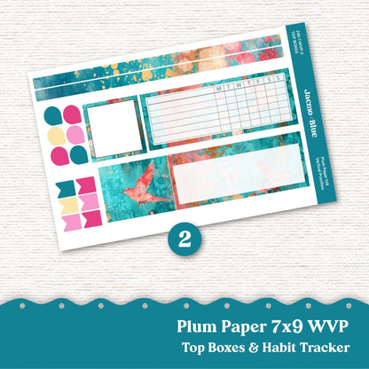 Weekly Vertical Priorities Plum Paper Stickers Kit 246 - Pink Teal Gold