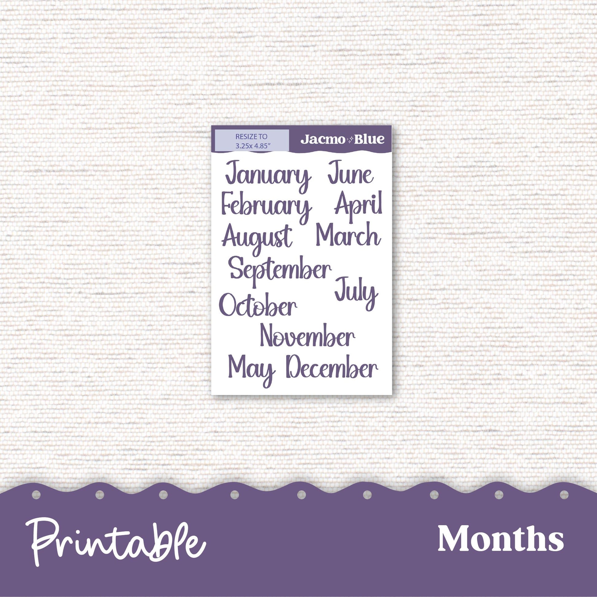PRINTABLE Monthly Planner Stickers for Hobonichi Cousin A5 - Print and Cut Silhouette and Cricut - 248P