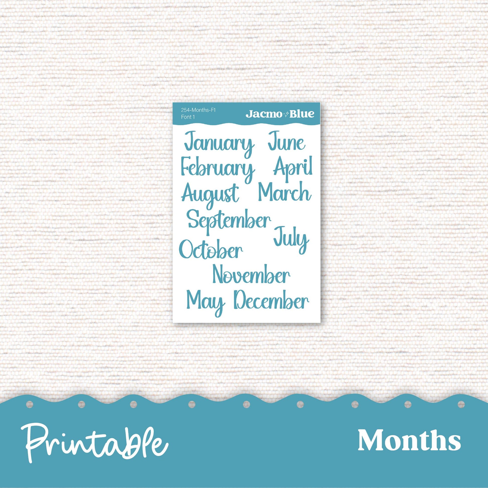 PRINTABLE Monthly Planner Stickers for Erin Condren 7x9 and A5 - Print and Cut Silhouette and Cricut - 254P