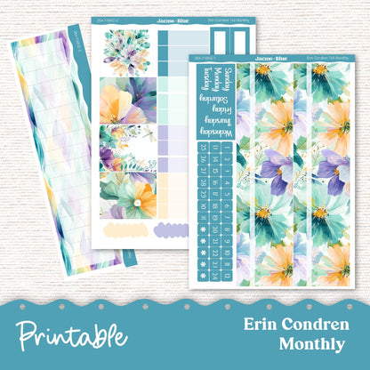 PRINTABLE Monthly Planner Stickers for Erin Condren 7x9 and A5 - Print and Cut Silhouette and Cricut - 254P