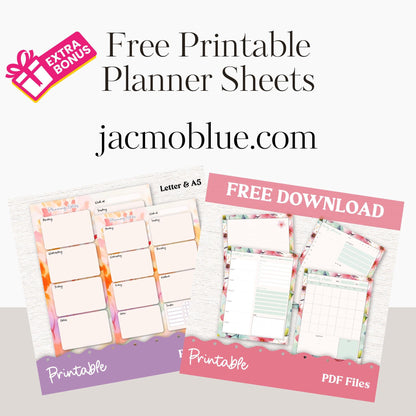 PRINTABLE Hobonichi Cousin Weekly Sticker Kit Cousin Planner Stickers - Silhouette Cricut Transparent PNG Files 174P Fantasy Floral