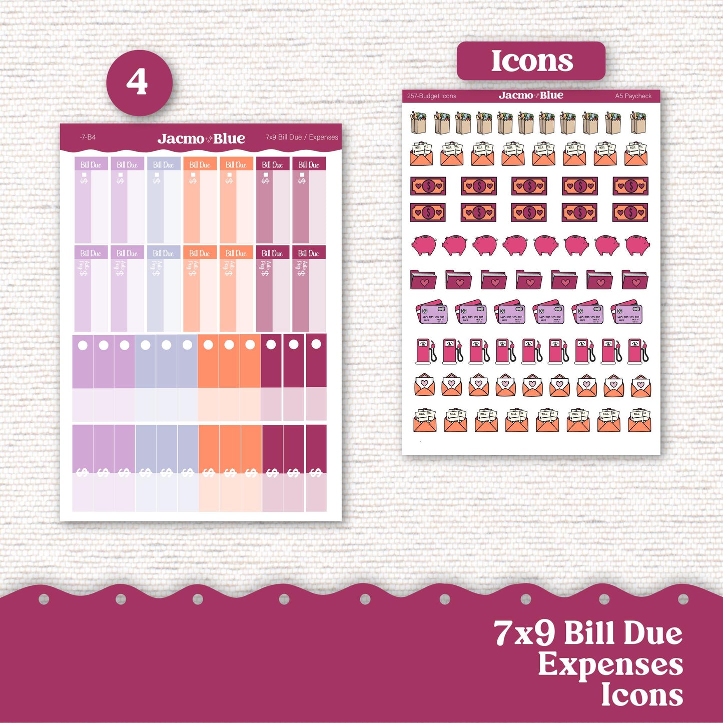 7x9 Budget Planner Sticker Kit Budget by Paycheck Trackers - Kit 257 Bright Butterflies