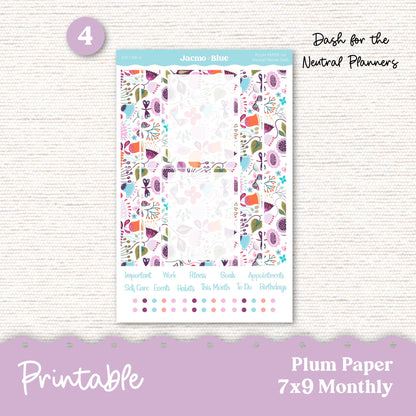Plum Paper Planner PRINTABLE Monthly Stickers 8x11 7x9 A5 Print and Cut - Cricut Silhouette - 258P Lavender Doodle