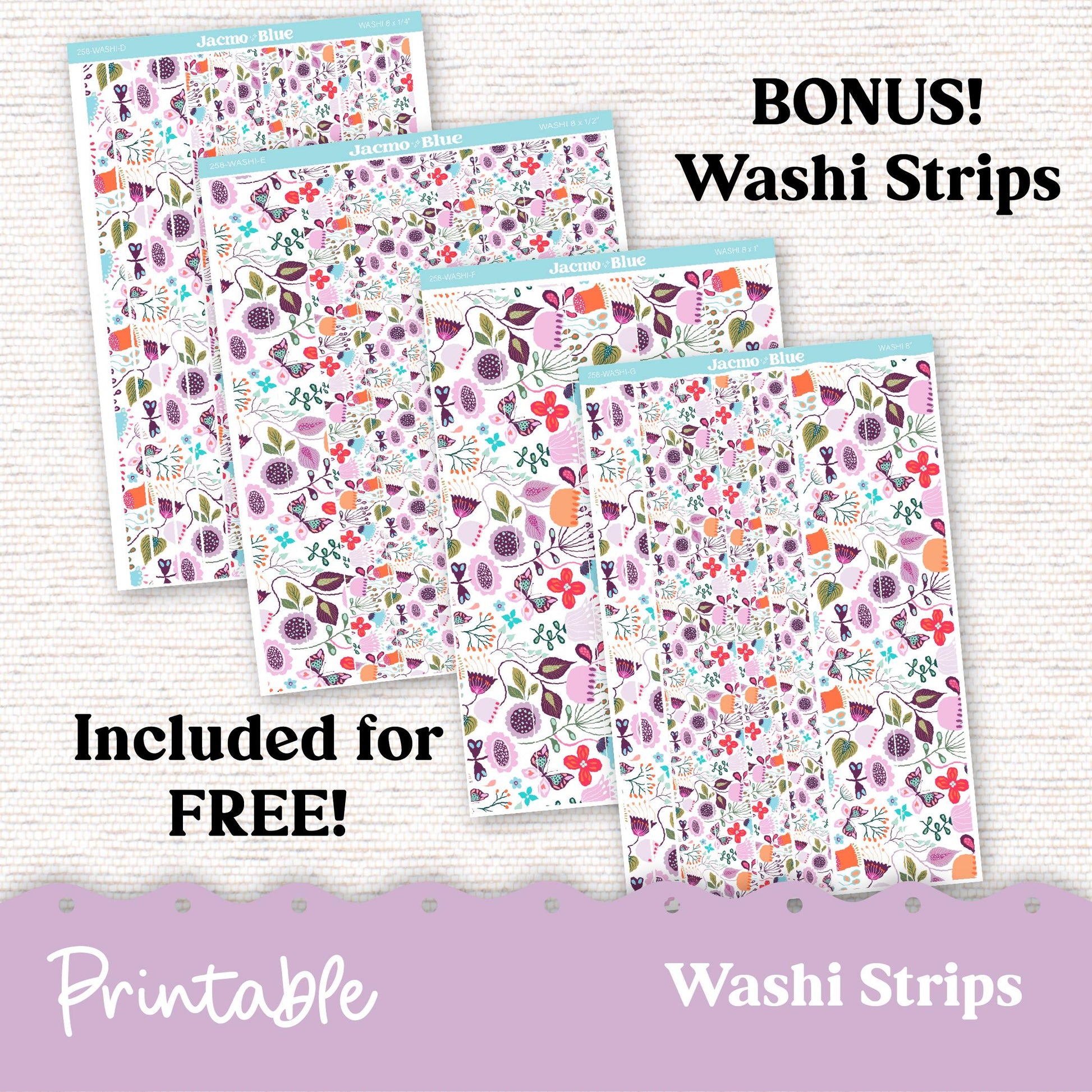 PRINTABLE Hobonichi Weekly Sticker Kit Cousin & Weeks Planner Stickers - Silhouette Cricut Transparent PNG Files 258P Lavender Doodle