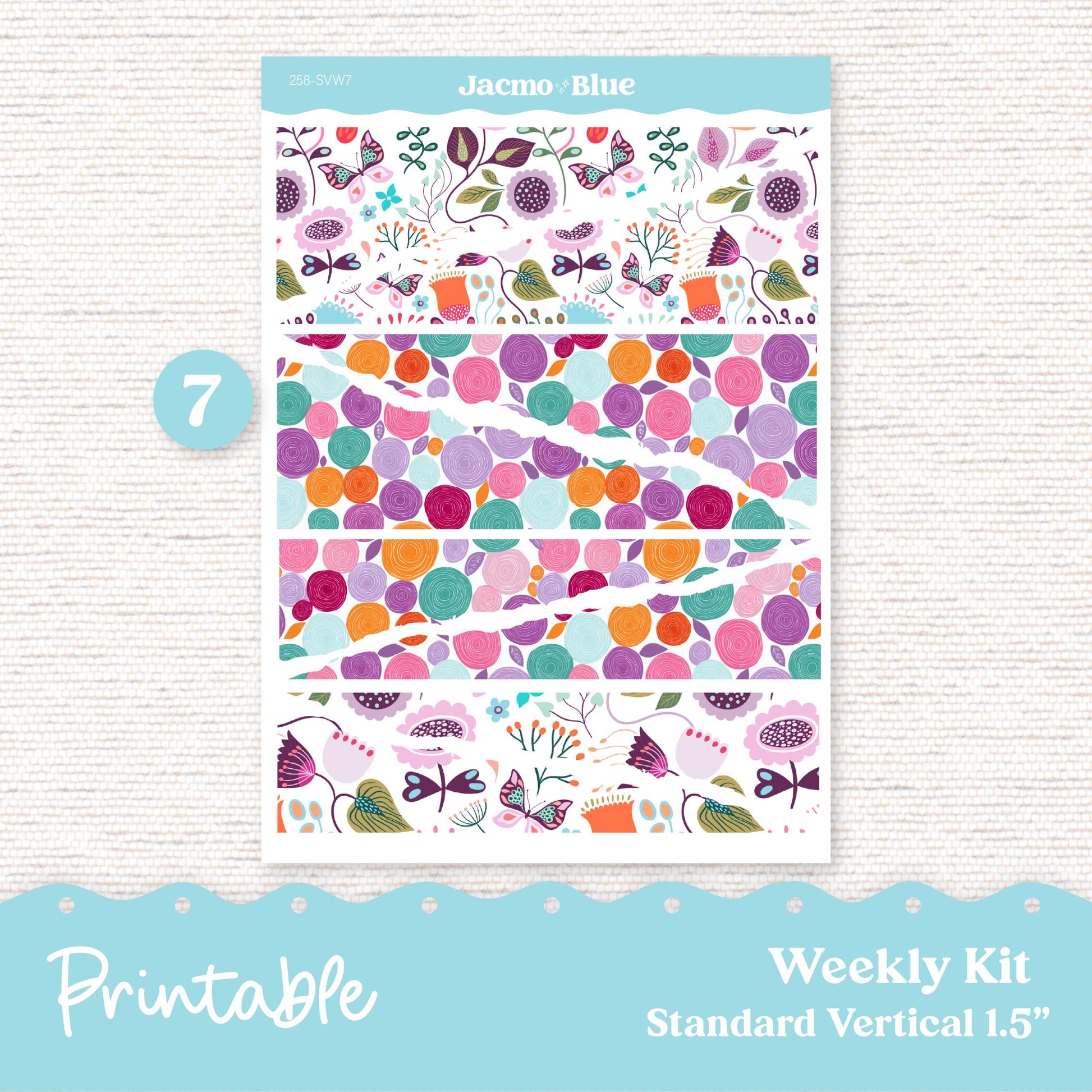 258P PRINTABLE Weekly Sticker Kit Vertical Planner Stickers Erin Condren - Silhouette Cricut Summer Weekly Stickers 1.5" columns Lavender