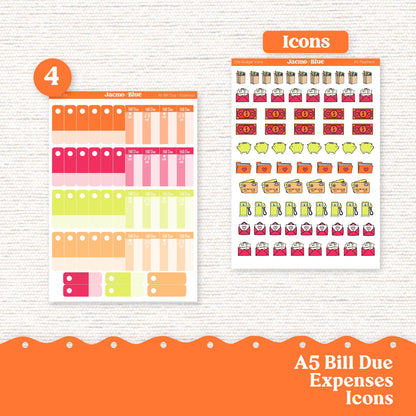 A5 Budget Planner Sticker Kit Budget by Paycheck Trackers - Kit 256 Bright Gerber Daisies