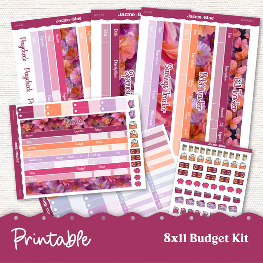 Printable 8x11 Budget Planner Sticker Kit Budget by Paycheck Trackers - Kit 257P Bright Butterflies