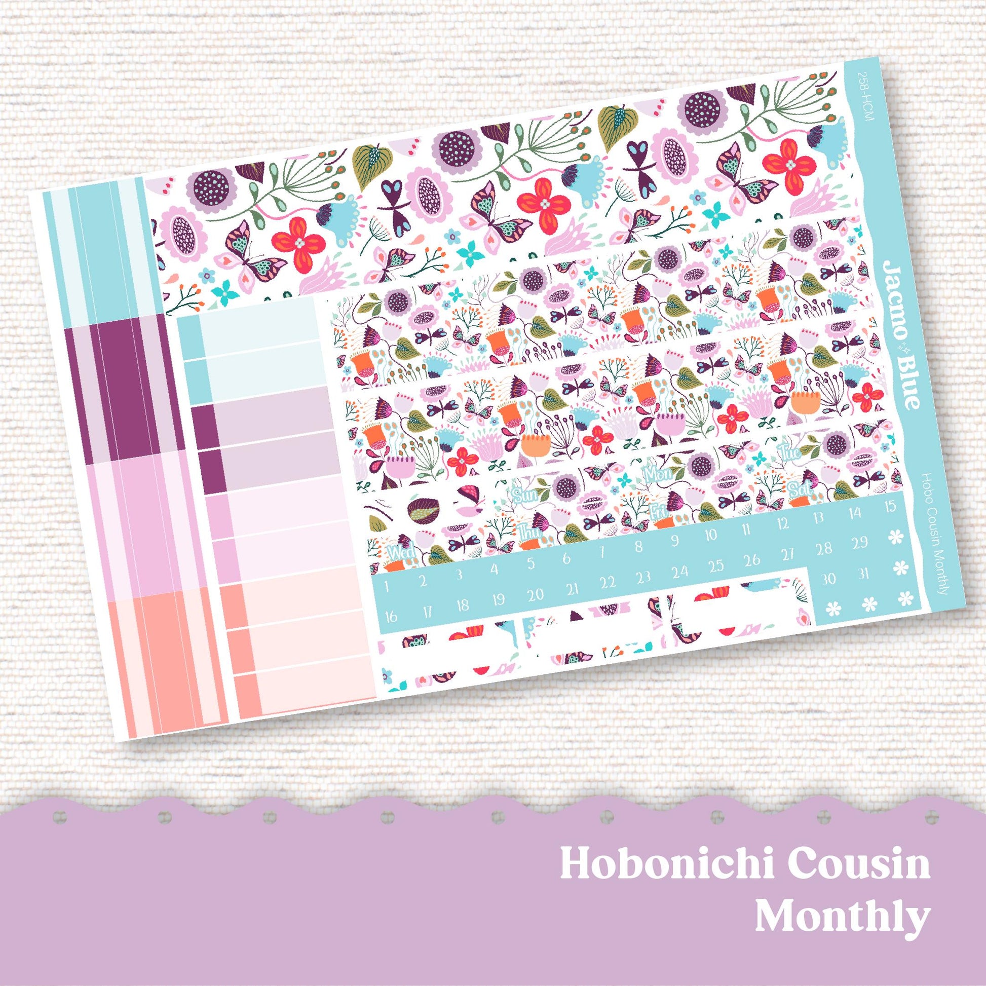 Hobonichi Cousin Monthly Planner Stickers Kit 258 Lavender Doodle