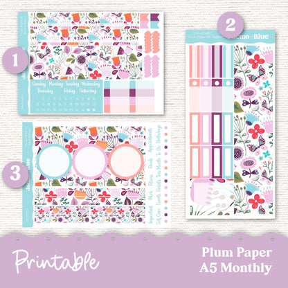 Plum Paper Planner PRINTABLE Monthly Stickers 8x11 7x9 A5 Print and Cut - Cricut Silhouette - 258P Lavender Doodle