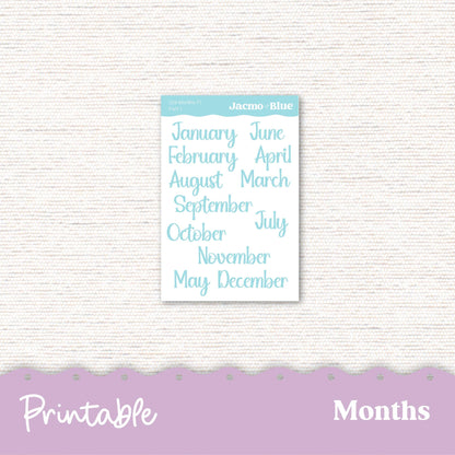 Plum Paper Planner PRINTABLE Monthly Stickers 8x11 7x9 A5 Print and Cut - Cricut Silhouette - 258P Lavender Doodle