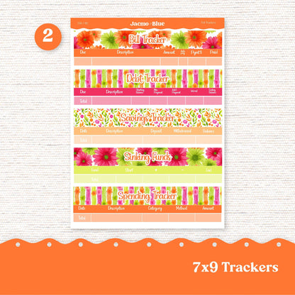 7x9 Budget Planner Sticker Kit Budget by Paycheck Trackers - Kit 256 Bright Gerber Daisies