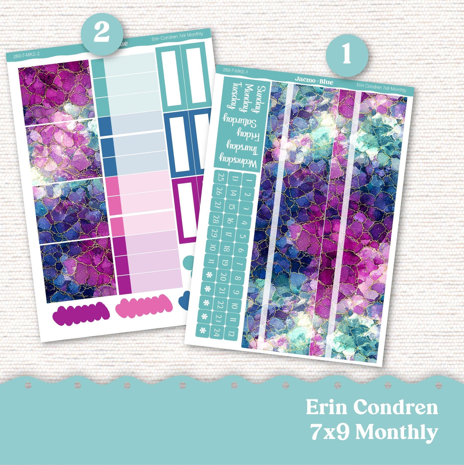 Erin Condren Monthly Planner Stickers 7x9 A5 Kit Monthly Planner ECLP Sticker Kit 260 Crackle