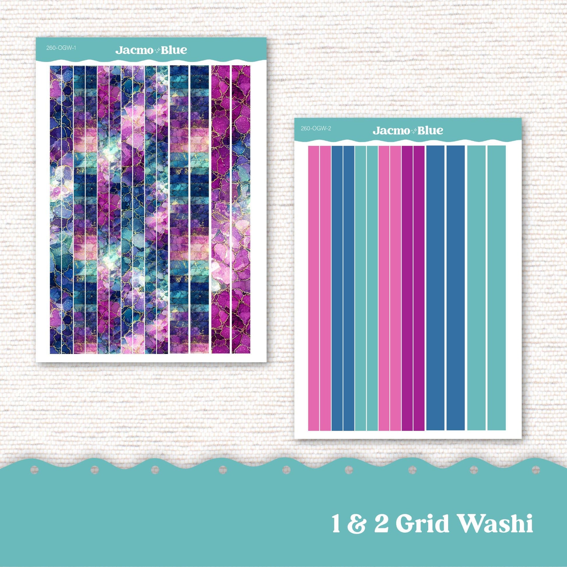 Hobonichi Cousin & Hobonichi Weeks Weekly Planner Sticker Kit 260 Crackle - Sterling Ink Common Planner 1.3" columns