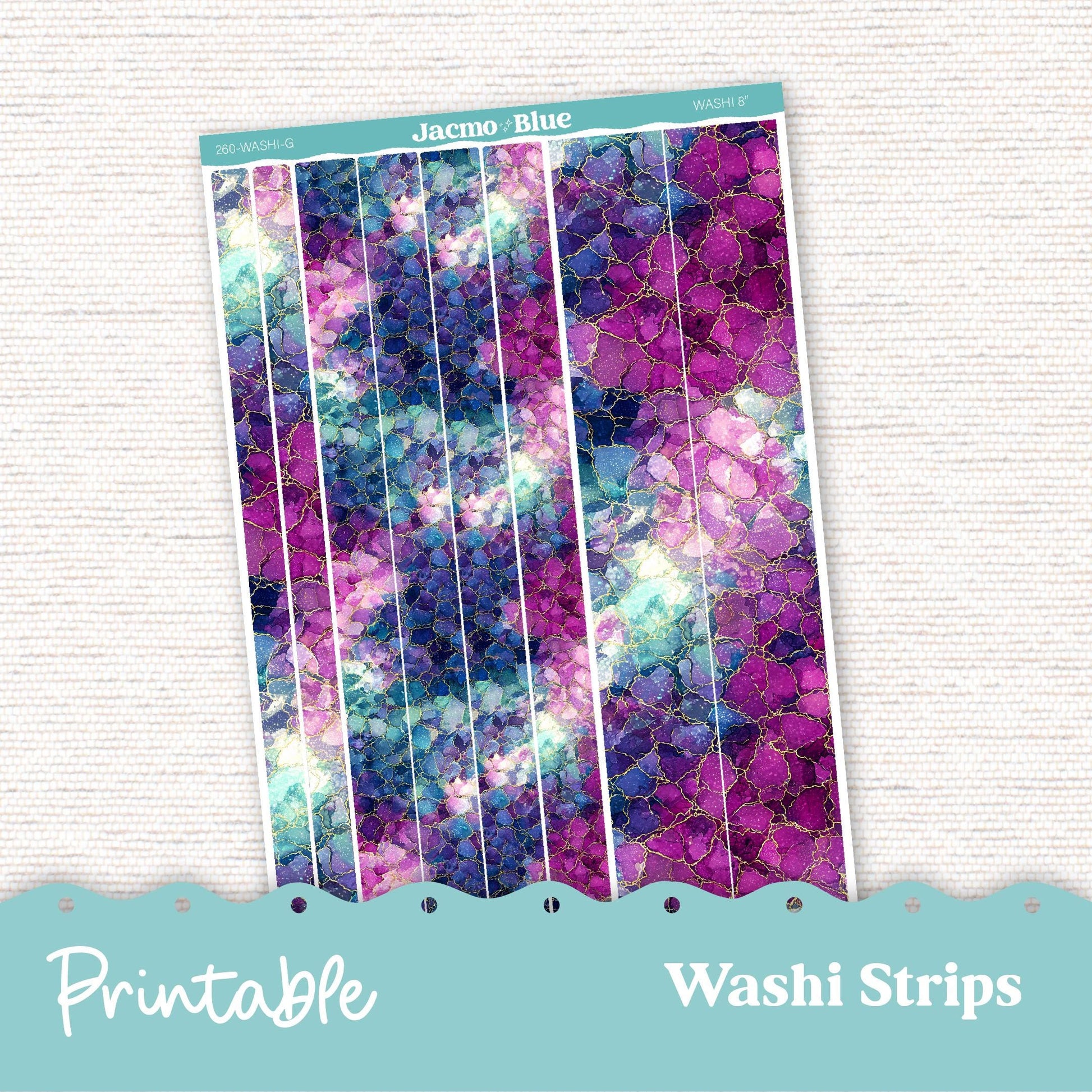 260P PRINTABLE Washi Strips Stickers Print and Cut Silhouette and Cricut - 260P Crackle