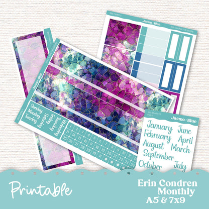 PRINTABLE Monthly Planner Stickers for Erin Condren 7x9 and A5 - Print and Cut Silhouette and Cricut - 260P Crackle