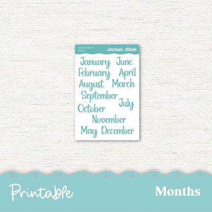 Hobonichi PRINTABLE Monthly Planner Stickers for Hobo Cousin A5 - Print and Cut Silhouette and Cricut - 260P Crackle