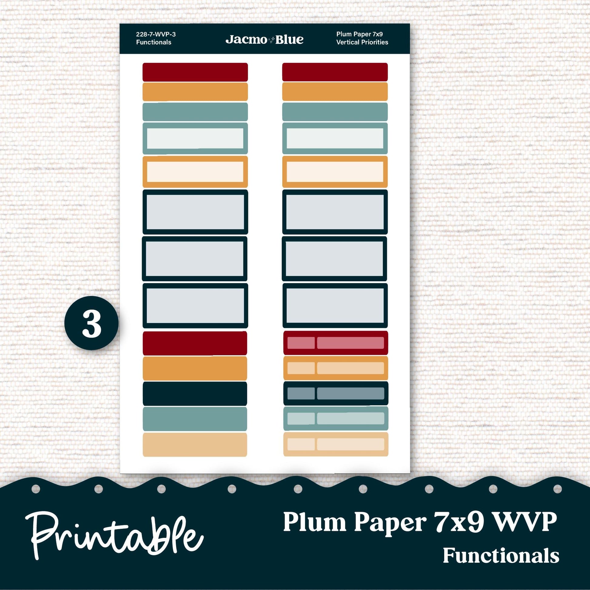 PRINTABLE 7x9 Weekly Vertical Priorities Sticker Kit Plum Paper Silhouette Cricut Transparent PNG Files 228P December Swirls