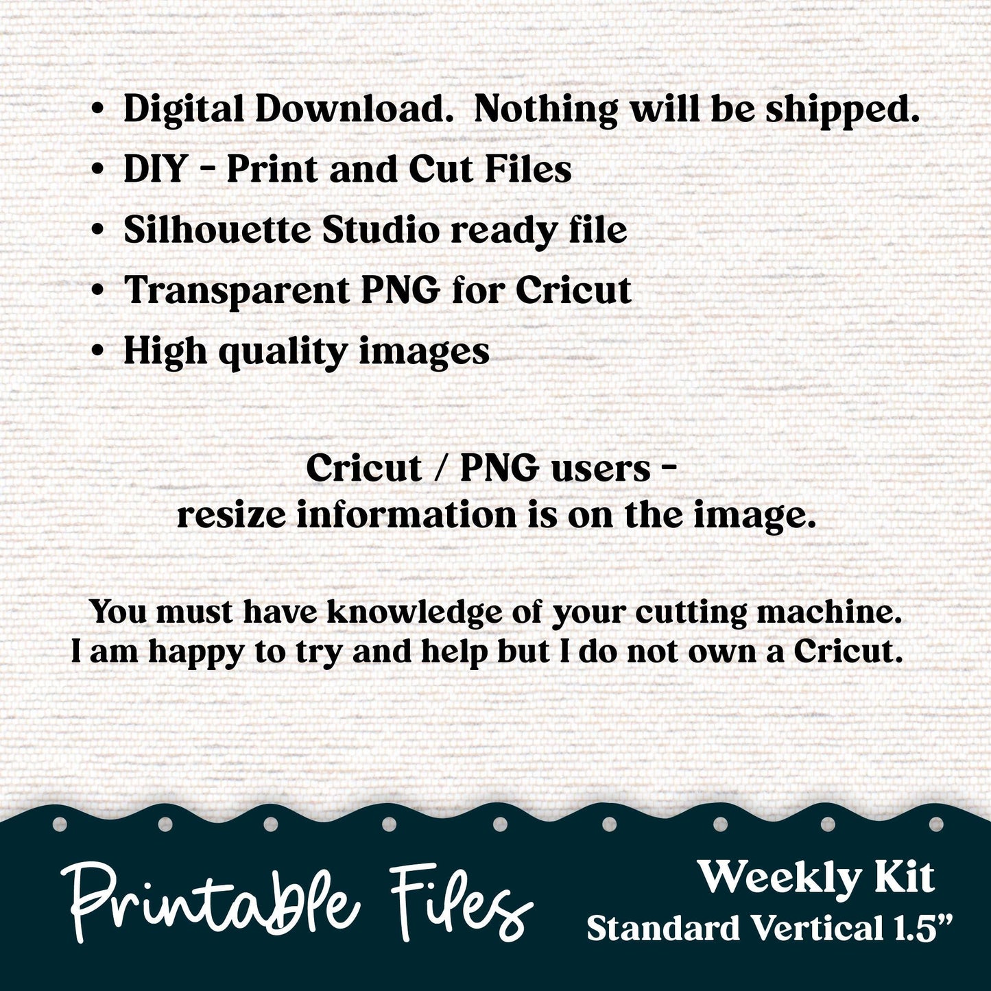 PRINTABLE 7x9 Weekly Vertical Priorities Sticker Kit Plum Paper Silhouette Cricut Transparent PNG Files 228P December Swirls