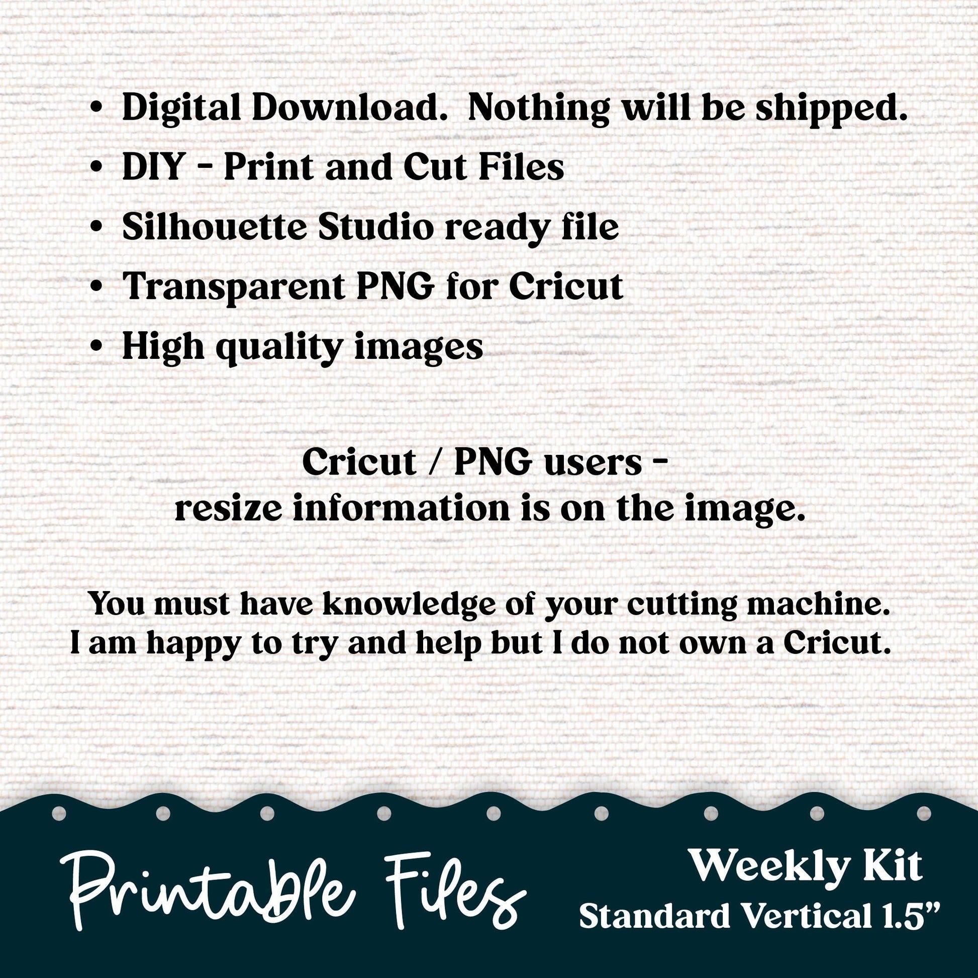 PRINTABLE 7x9 Weekly Vertical Priorities Sticker Kit Plum Paper Silhouette Cricut Transparent PNG Files 228P December Swirls
