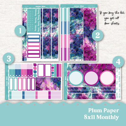 Plum Paper Monthly Sticker Kit for 8x11 7x9 A5 Planners Stickers - Kit 260 Crackle
