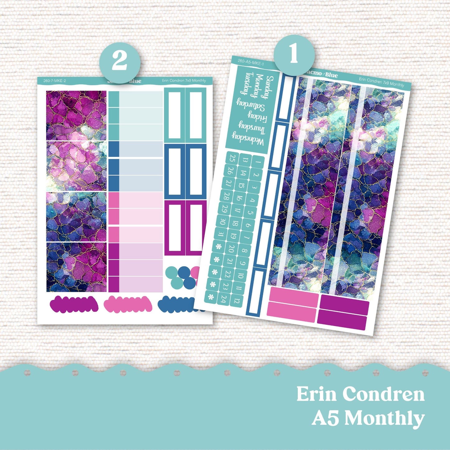Erin Condren Monthly Planner Stickers 7x9 A5 Kit Monthly Planner ECLP Sticker Kit 260 Crackle
