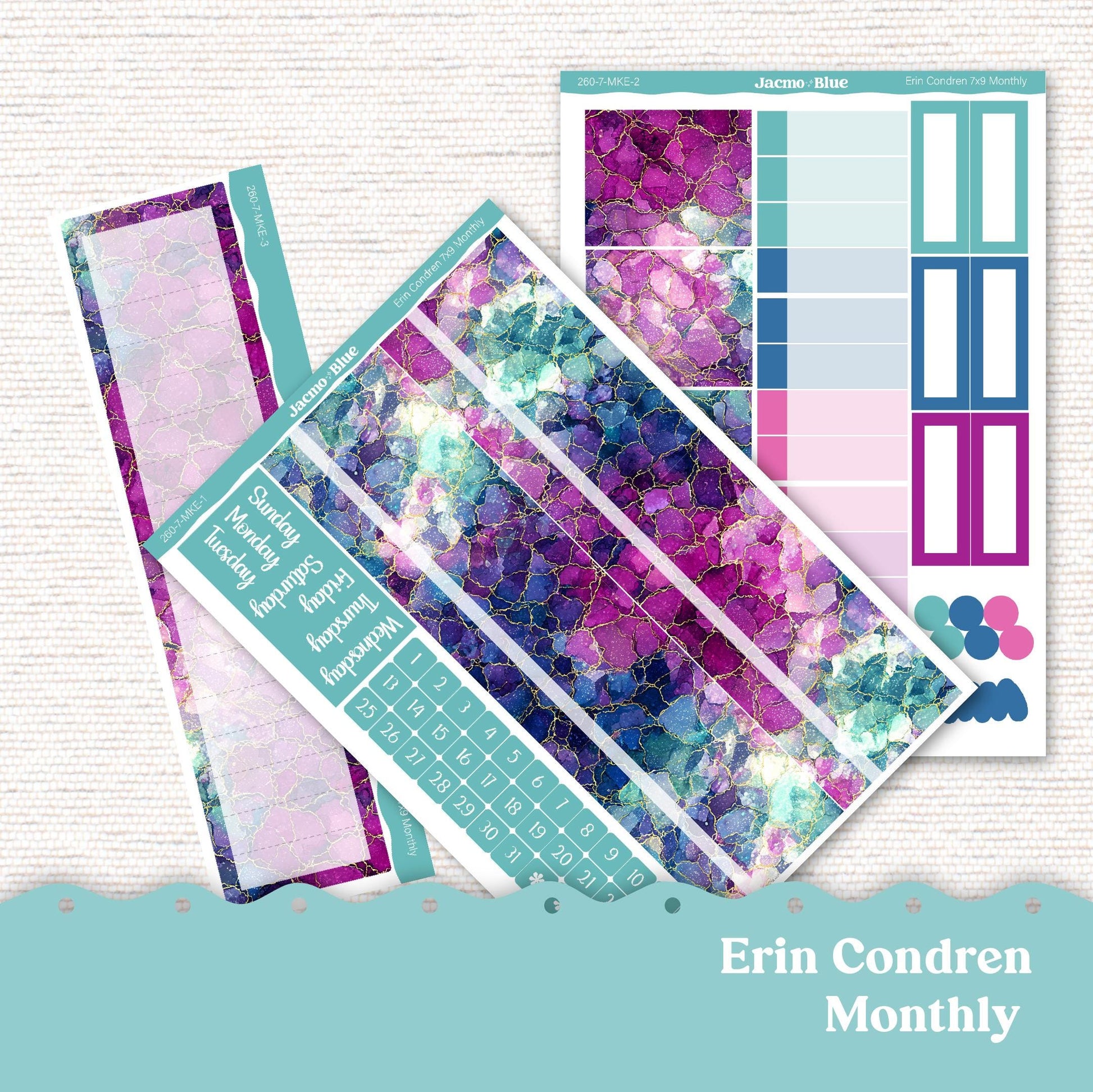 Erin Condren Monthly Planner Stickers 7x9 A5 Kit Monthly Planner ECLP Sticker Kit 260 Crackle