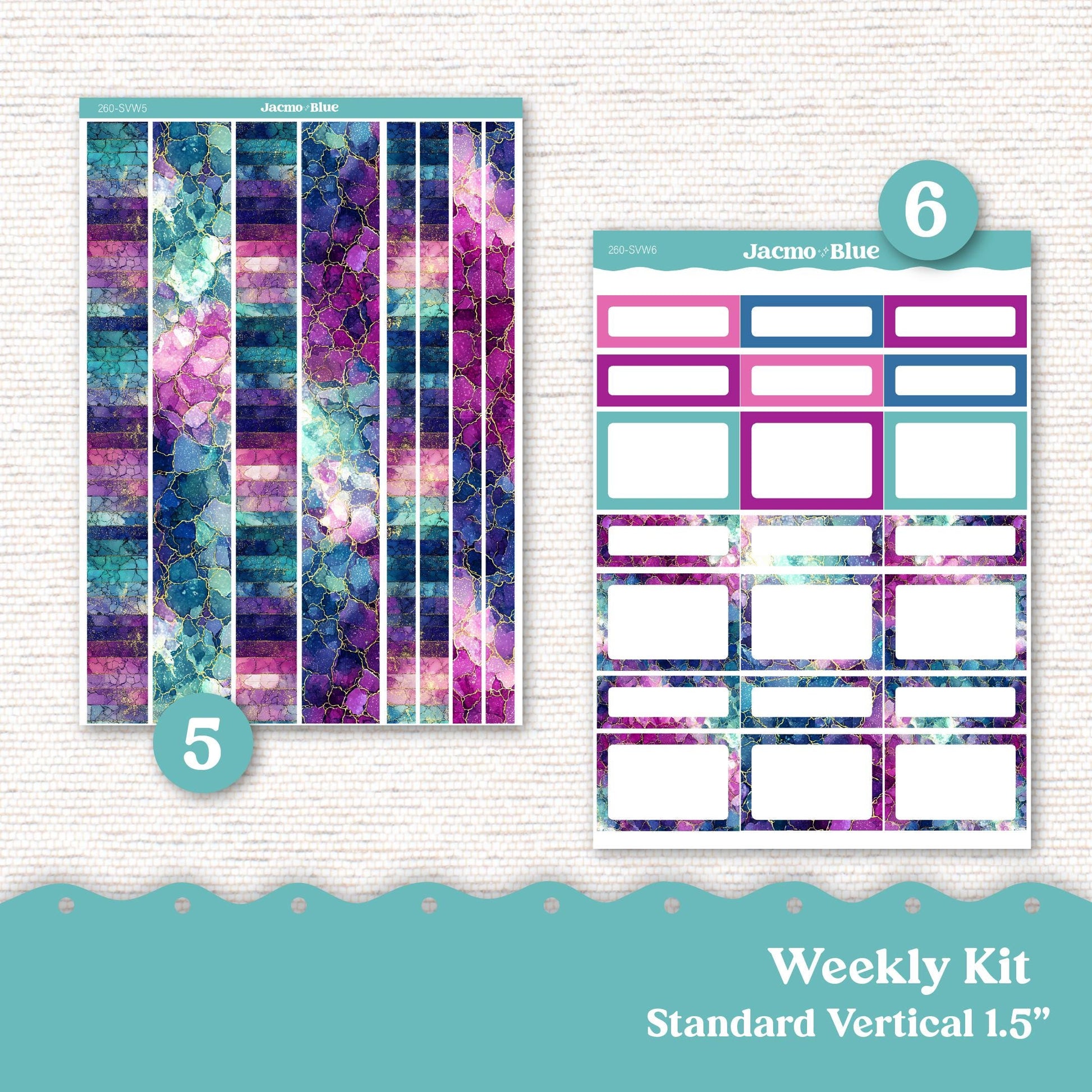 Weekly Planner Sticker Kit Vertical Planner Stickers Kit 260 Crackle Standard Vertical 1.5" Columns A5