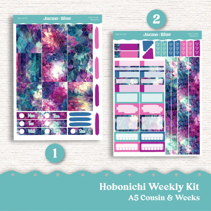 Hobonichi Cousin & Hobonichi Weeks Weekly Planner Sticker Kit 260 Crackle - Sterling Ink Common Planner 1.3" columns